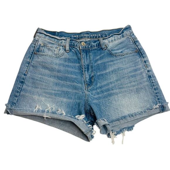American Eagle Mom Shorts Hi Rise Cut Off Jean Shorts Size 8 - Picture 1 of 8